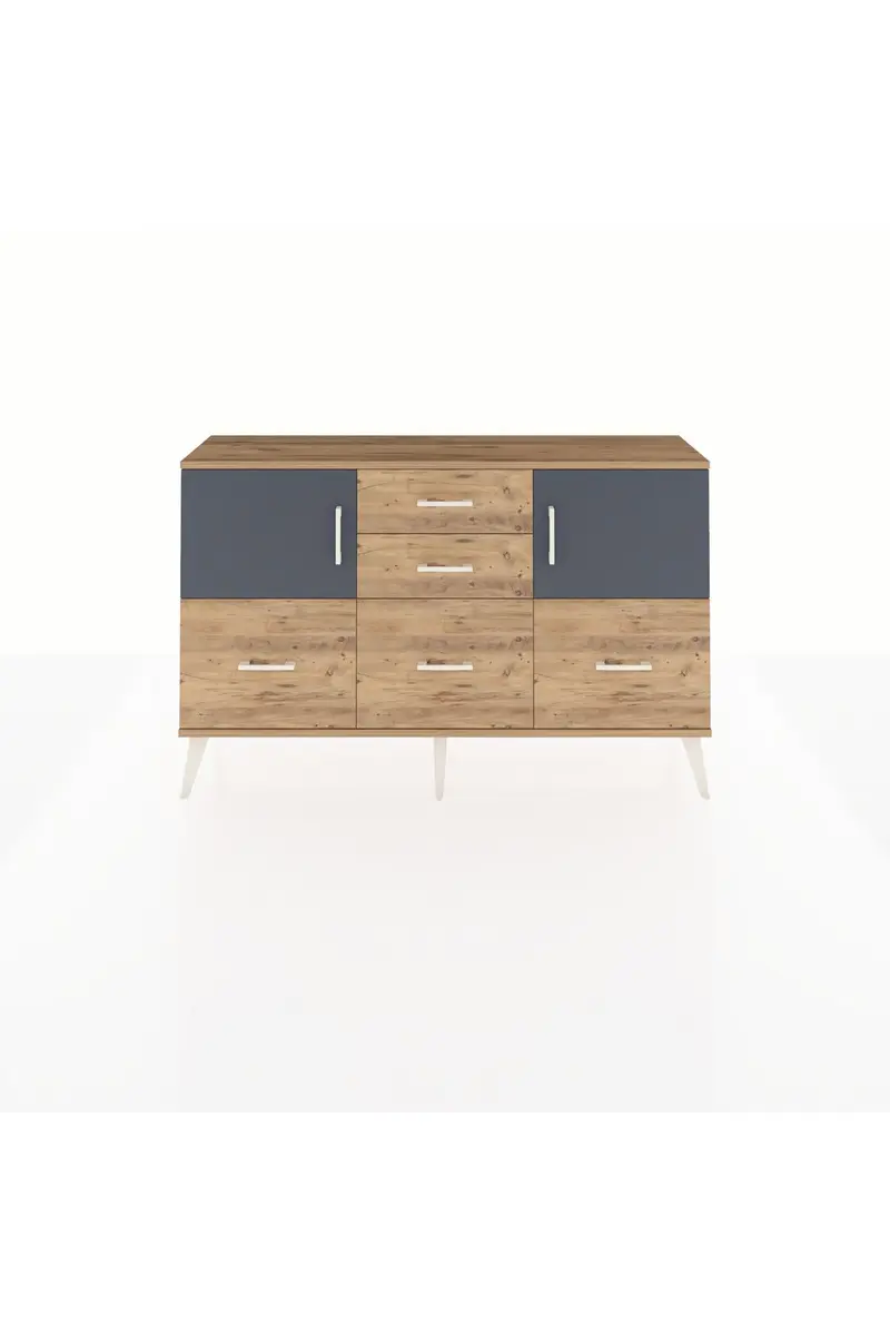 Arges Konsol 2 Raflı 5 Çekmeceli 2 Kapaklı 132x30x83