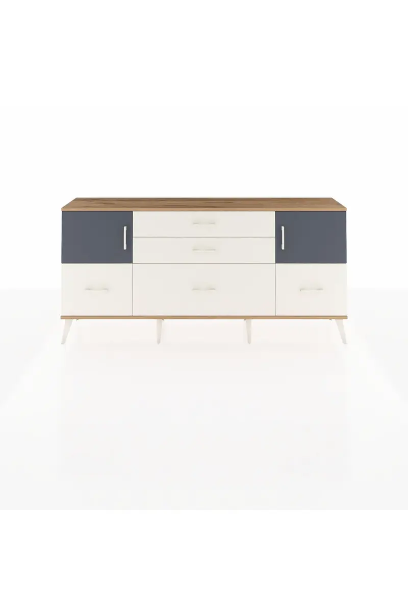 Arges Konsol 2 Raflı 5 Çekmeceli 2 Kapaklı 176x30x83