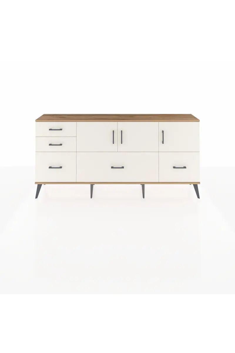 Arges Konsol 2 Raflı 5 Çekmeceli 3 Kapaklı 176x30x83
