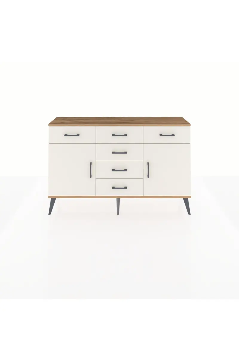 Arges Konsol 2 Raflı 6 Çekmeceli 2 Kapaklı 132x30x83
