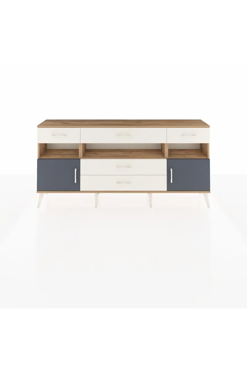 Arges Konsol 3 Raflı 5 Çekmeceli 2 Kapaklı 176x30x83