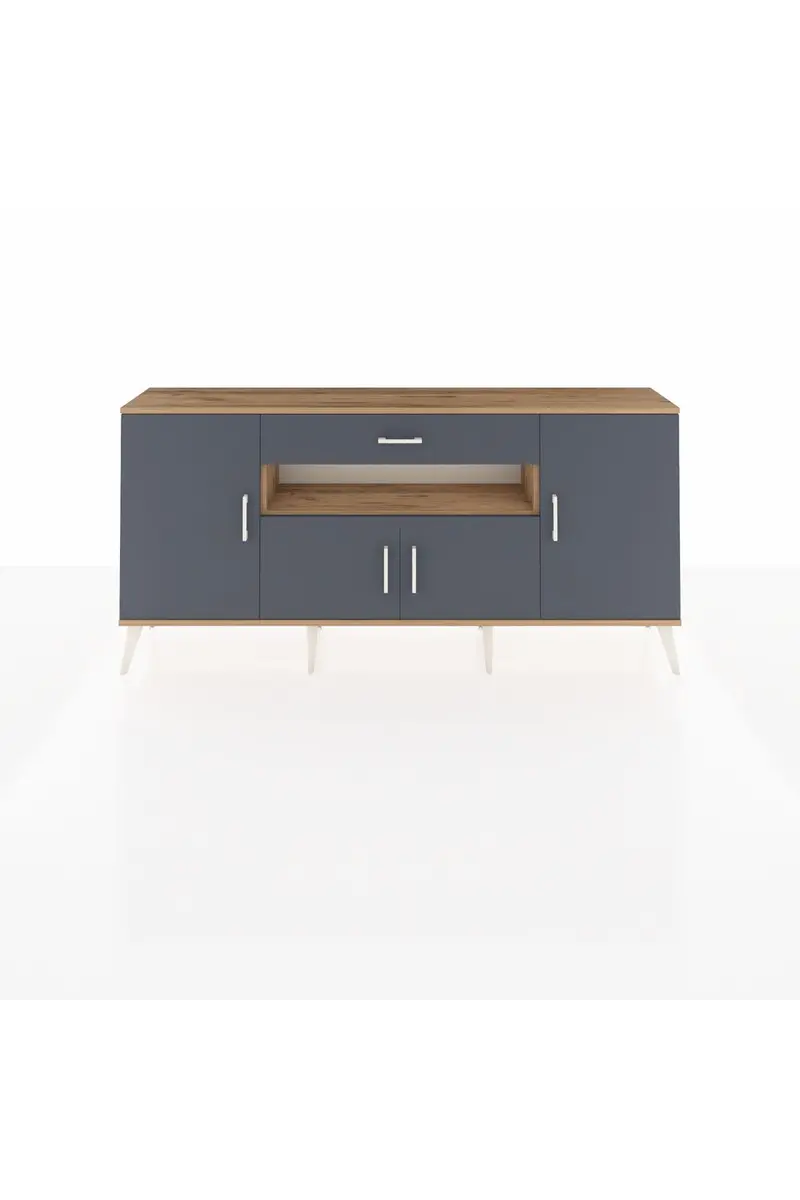 Arges Konsol 3 Raflı Tek Çekmeceli 4 Kapaklı 176x30x83