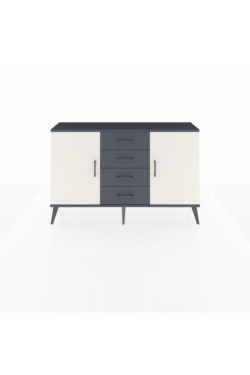 Arges Konsol 4 Raflı 4 Çekmeceli 2 Kapaklı 132x30x83