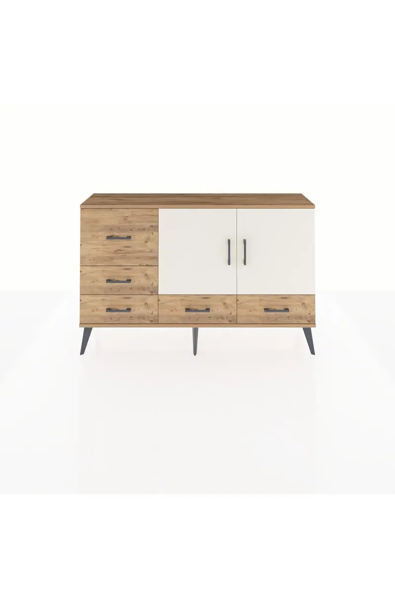 Arges Konsol 4 Raflı 5 Çekmeceli 2 Kapaklı 132x30x83