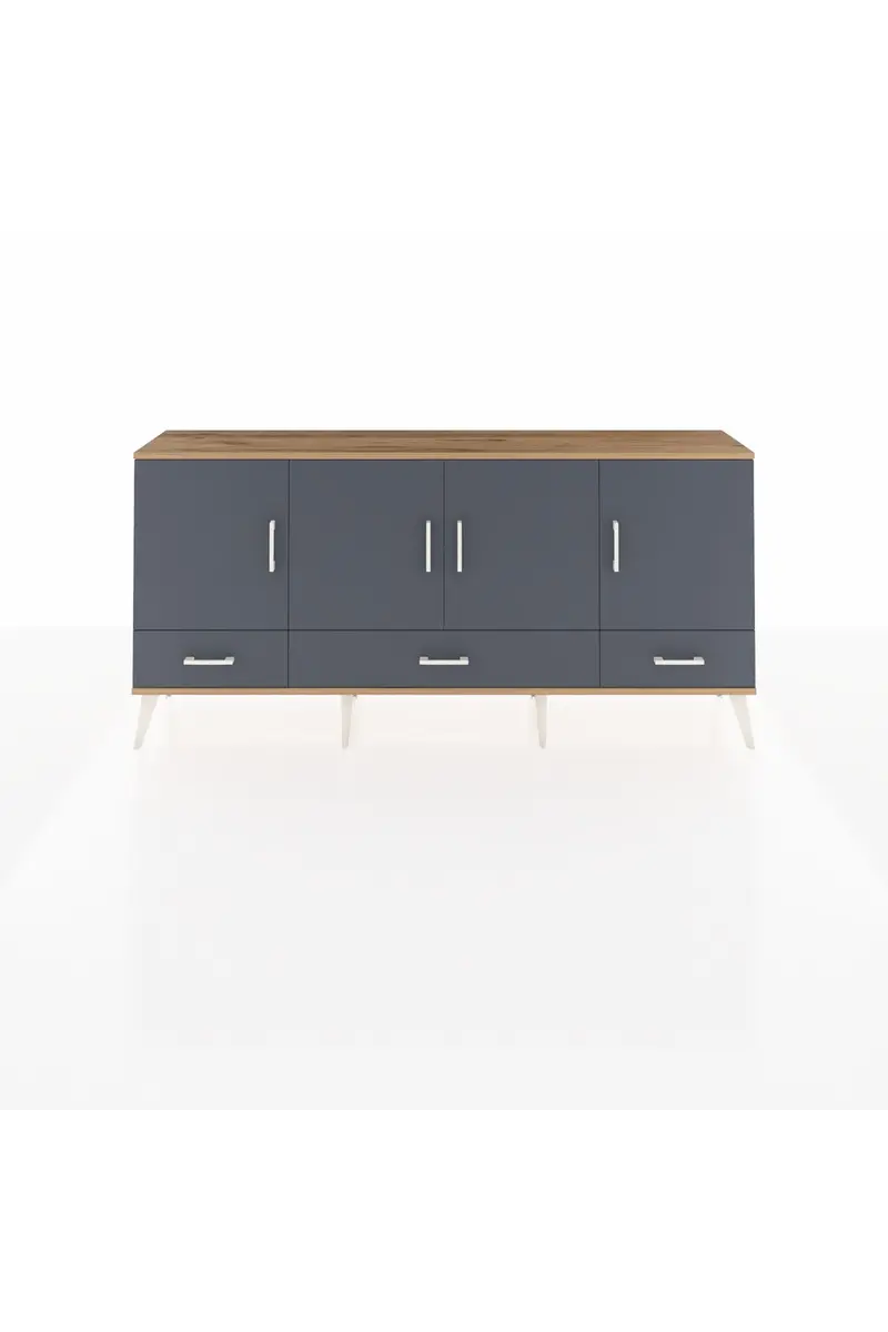 Arges Konsol 6 Raflı 3 Çekmeceli 4 Kapaklı 176x30x83