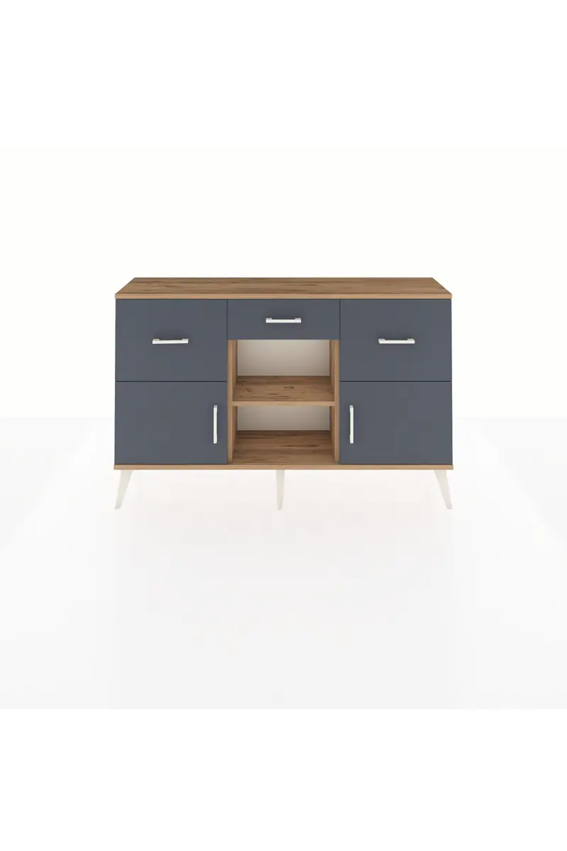 Arges Konsol Tek Raflı 3 Çekmeceli 3 Kapaklı 132x30x83