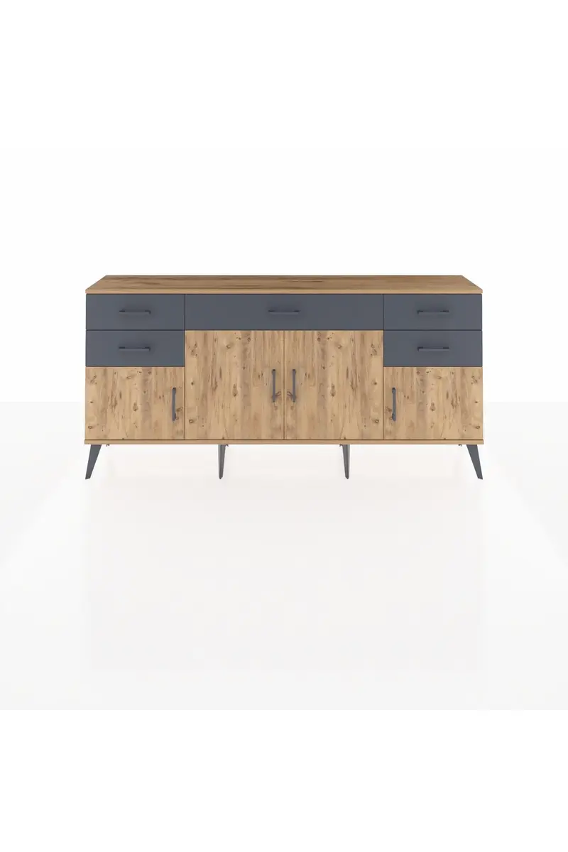 Arges Konsol Tek Raflı 5 Çekmeceli 4 Kapaklı 176x30x83