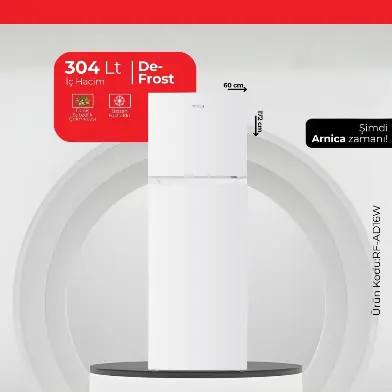 Arnica 304 Lt De-Frost Buzdolabı Beyaz
