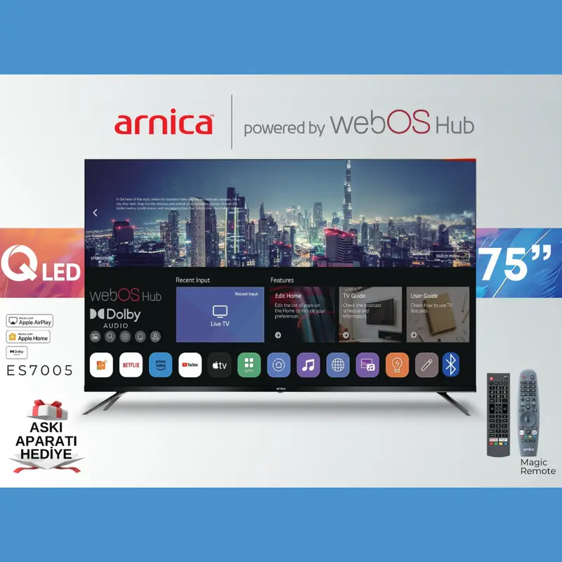 Arnica 75'' QLED 4K Webos Televizyon