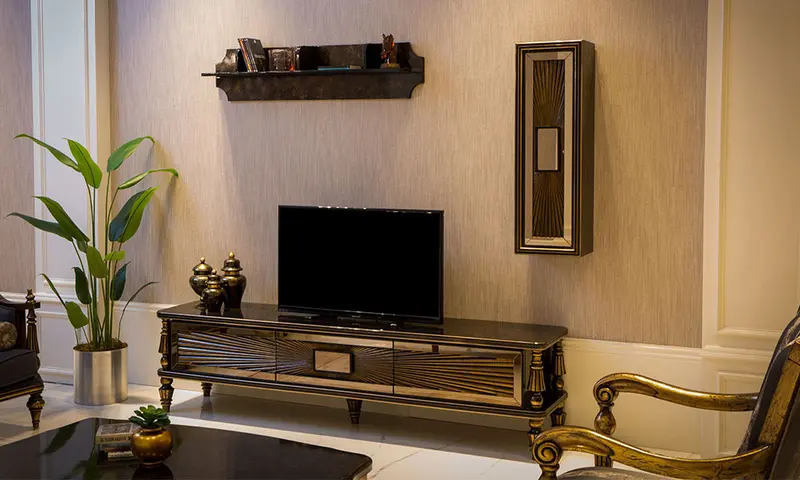 Art Deco Gold Üst Bloklu Tv Ünitesi