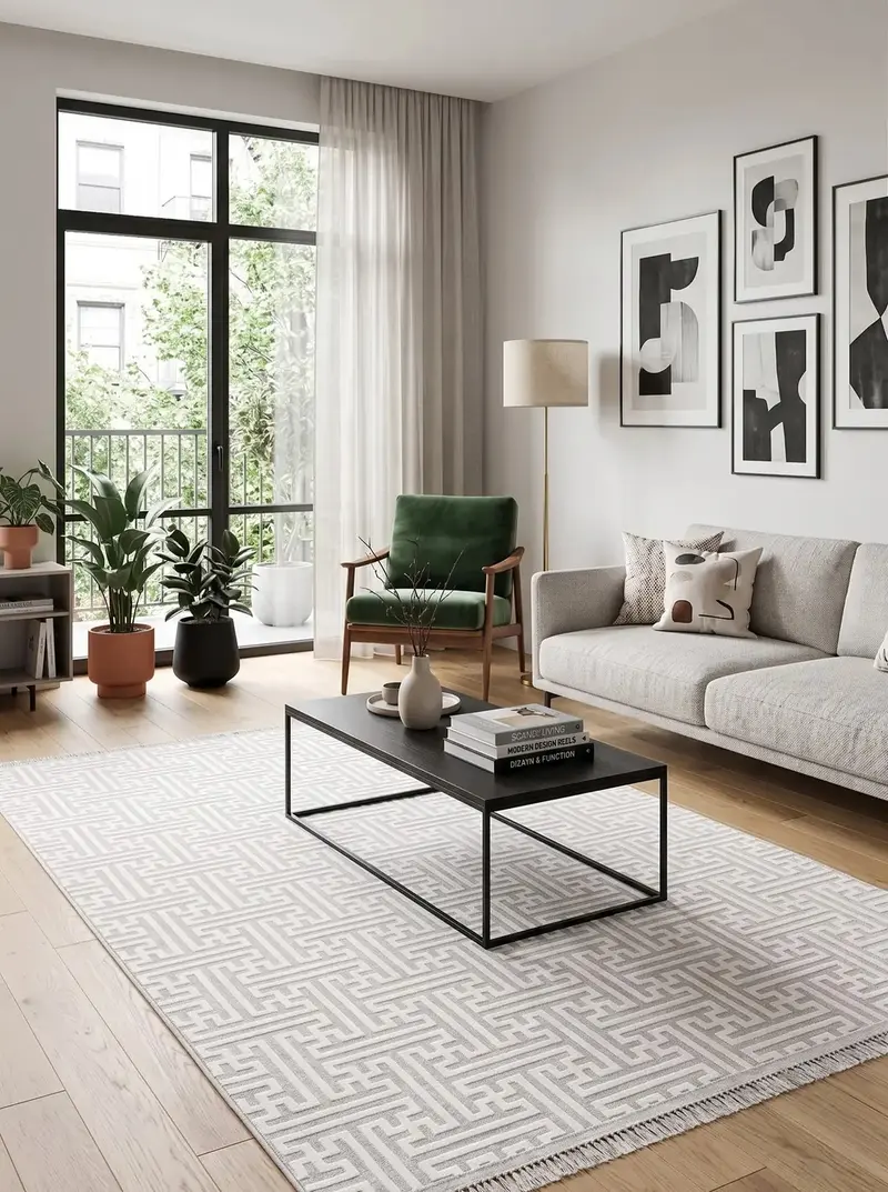 Arya 1128 Vizon Serisi Modern Tasarım Yıkanabilir Halı