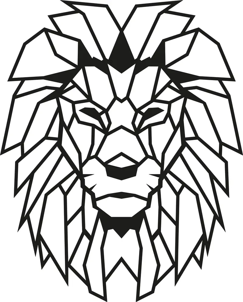 Aslan Geometrik Metal Duvar Panosu - Siyah