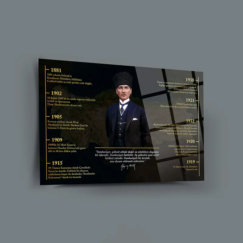 Atatürk 256 Cam Tablo