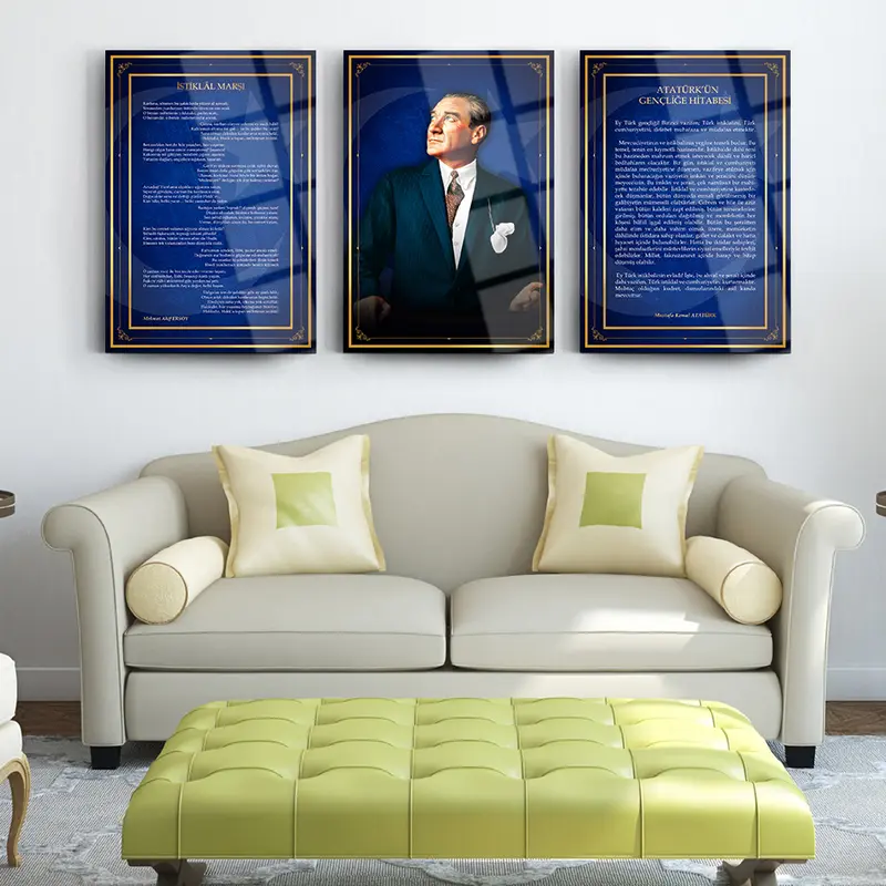 Atatürk 3'lü Set 10 Cam Tablo