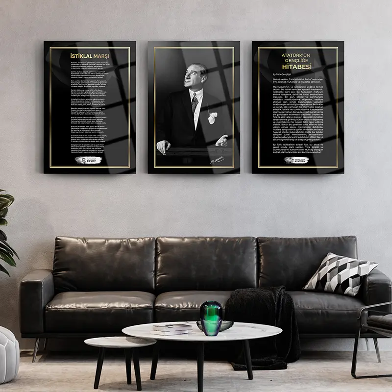 Atatürk 3'lü Set 2 Cam Tablo