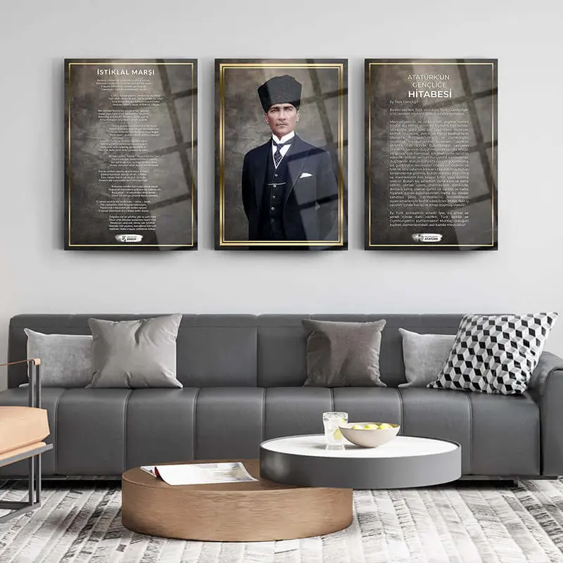 Atatürk 3'lü Set 5 Cam Tablo