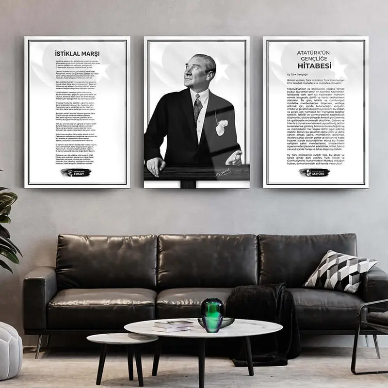 Atatürk 3'lü Set 7 Cam Tablo