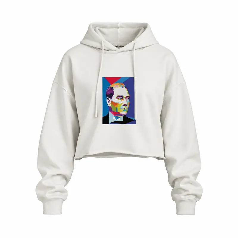 Atatürk Pop Art Oversize Crop Hoodie