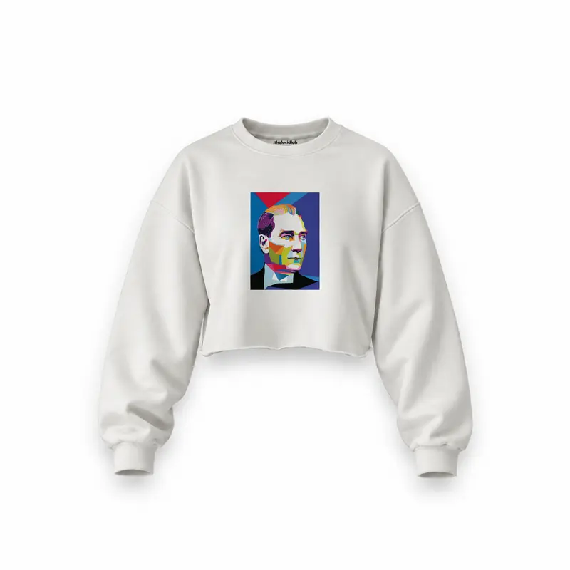 Atatürk Pop Art Oversize Crop Sweatshirt