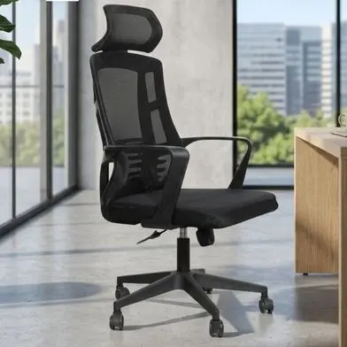 Ayarlanır Başlıklı Kollu Ergonomik Ofis Koltuğu Siyah