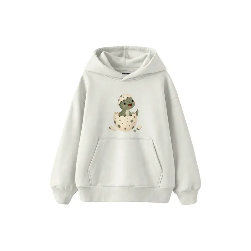 Baby Dinosaur Emerging from a Speckled Eggshell Çocuk Hoodie