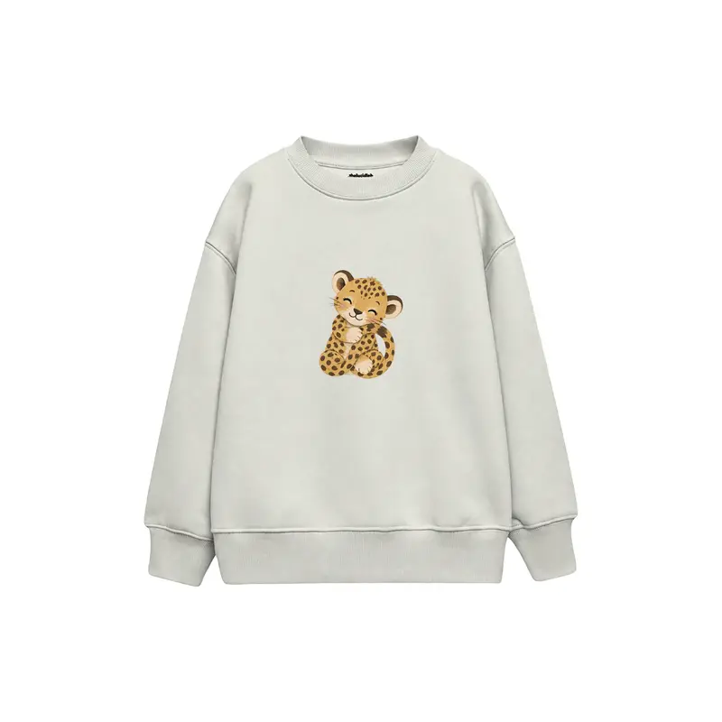 Baby Leopard Hugging Its Tail Çocuk Sweatshirt