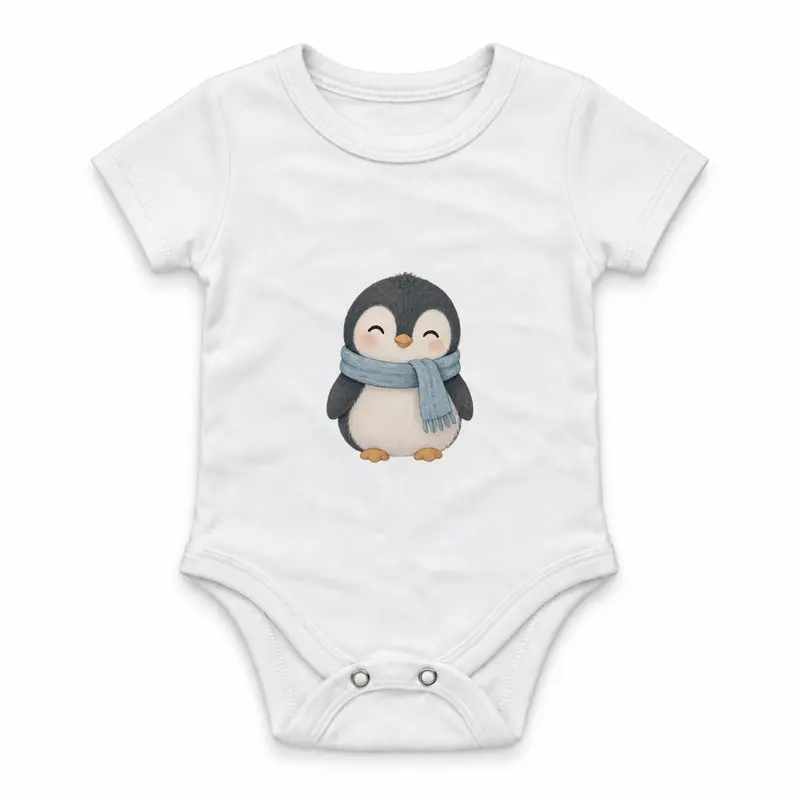 Baby Penguin Wrapped in a Small Scarf Çıtçıtlı Body