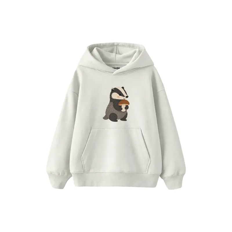 Badger Holding a Mushroom Çocuk Hoodie