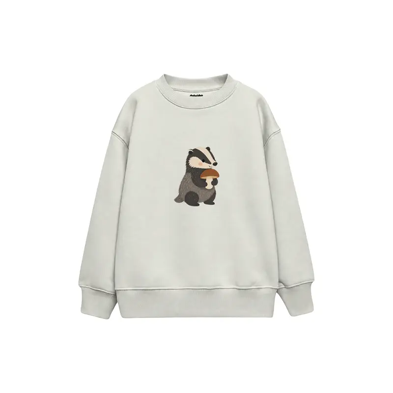Badger Holding a Mushroom Çocuk Sweatshirt