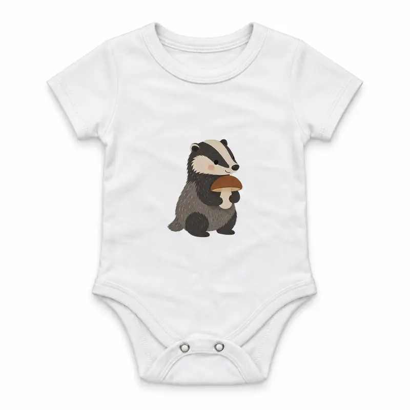 Badger Holding a Mushroom Çıtçıtlı Body
