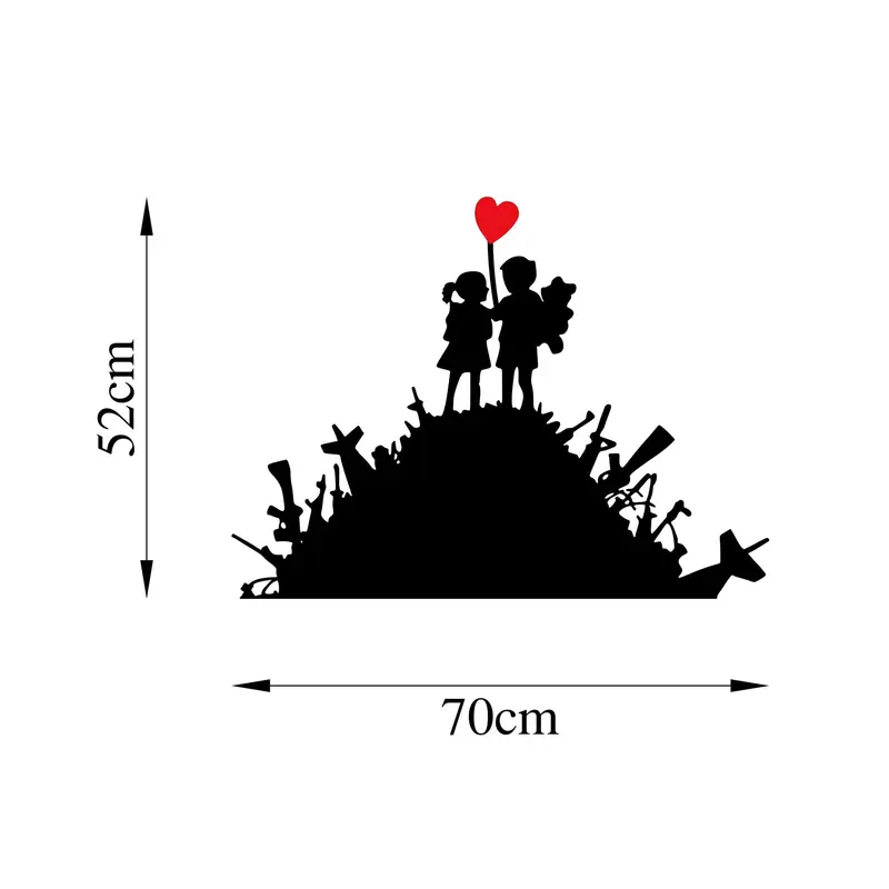 Banksy Çocuklar Kalp Metal Duvar Panosu - Siyah