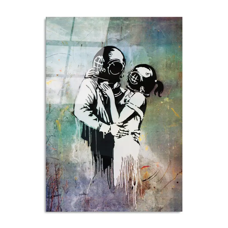 Banksy Dalgic Cam Tablo - Çok-Renkli