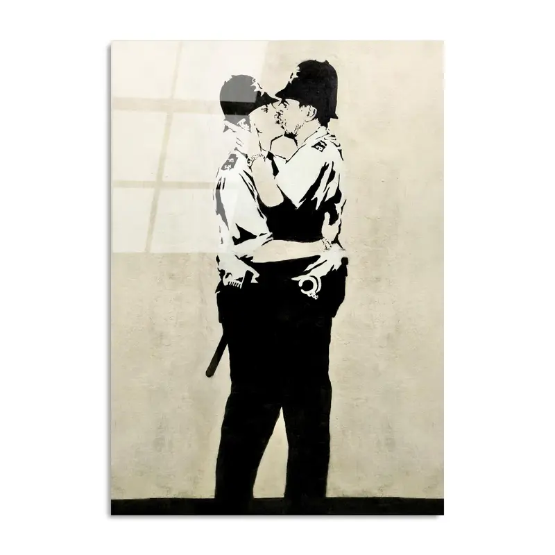 Banksy Opuslar Cam Tablo - Siyah