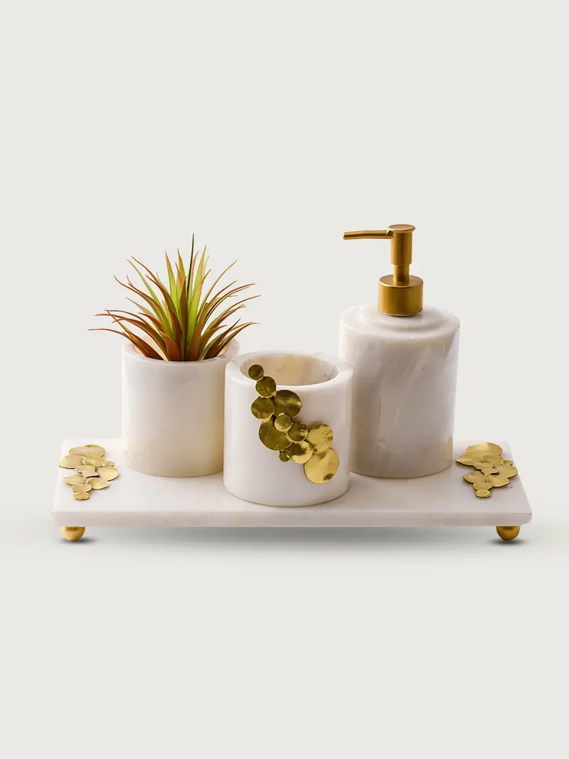 Banyo Seti (Tepsi- Diş Fırçalık- Kutu- Sıvı Sabunluk)