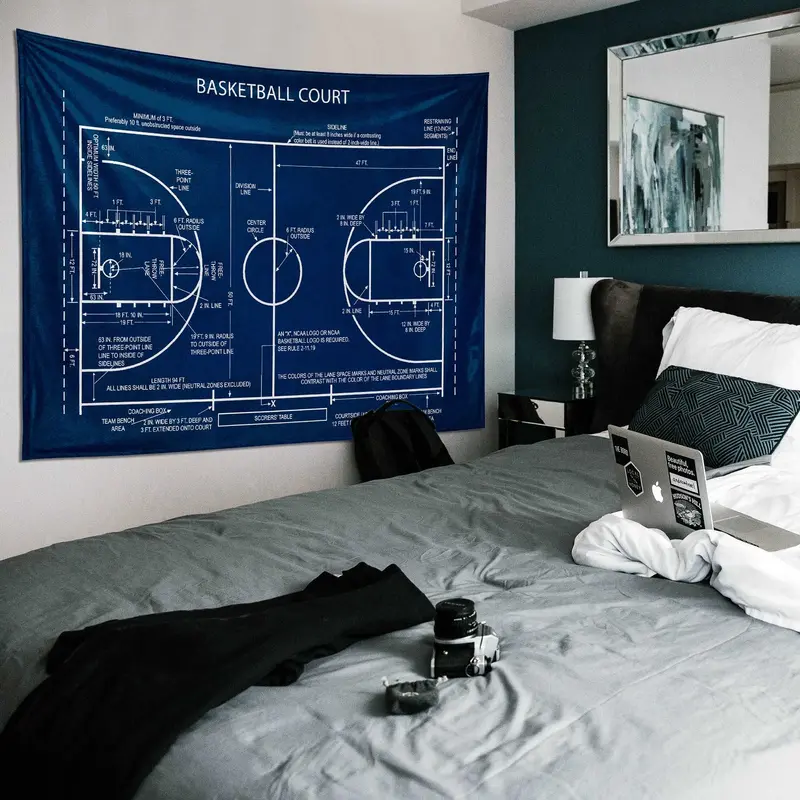 Basketball Court Navy Blue - Basketbol Sahası Duvar Örtüsü