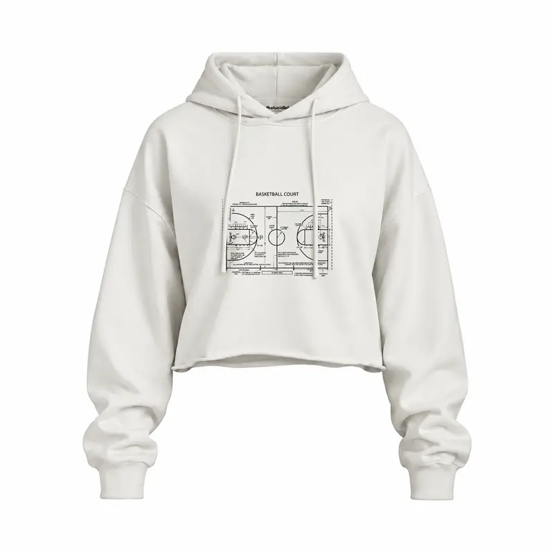 Basketball Court Oversize Crop Hoodie