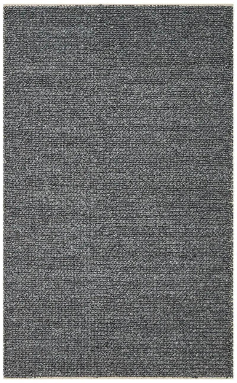 BASKETWEAVE ANTRASIT - JADE - Naturel Kazak Örgü Desenli El Dokuma Örgü Halı