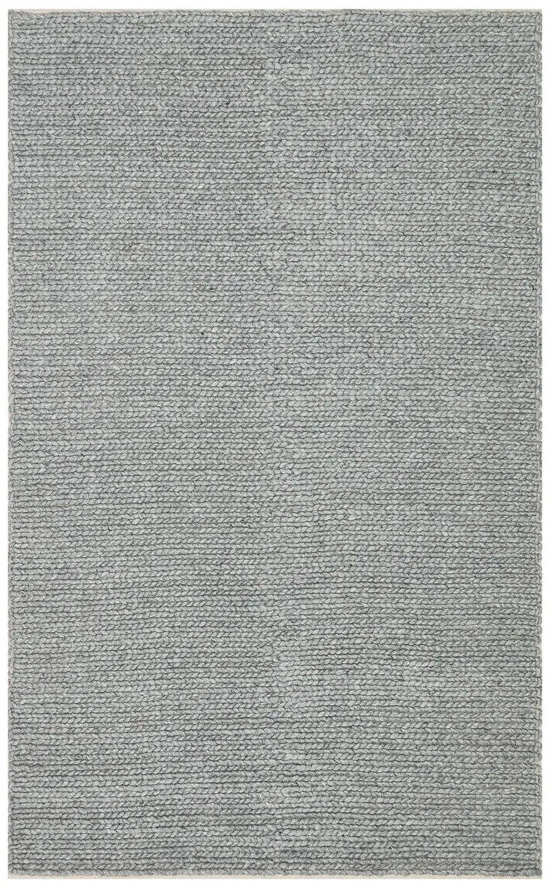 BASKETWEAVE GREY - JADE - Naturel Kazak Örgü Desenli El Dokuma Örgü Halı
