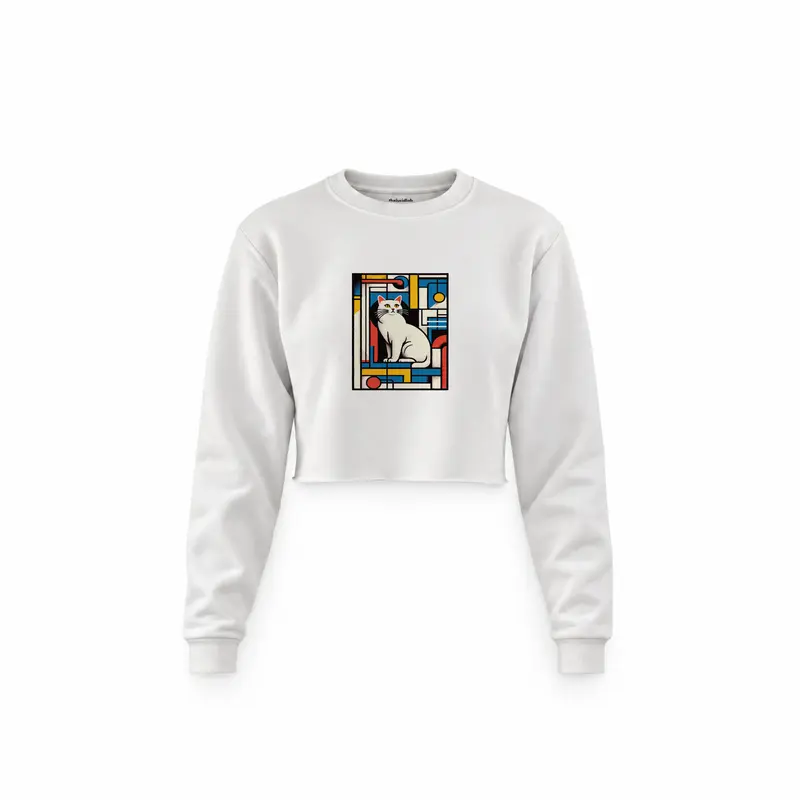 Bauhaus Cat Crop Sweatshirt