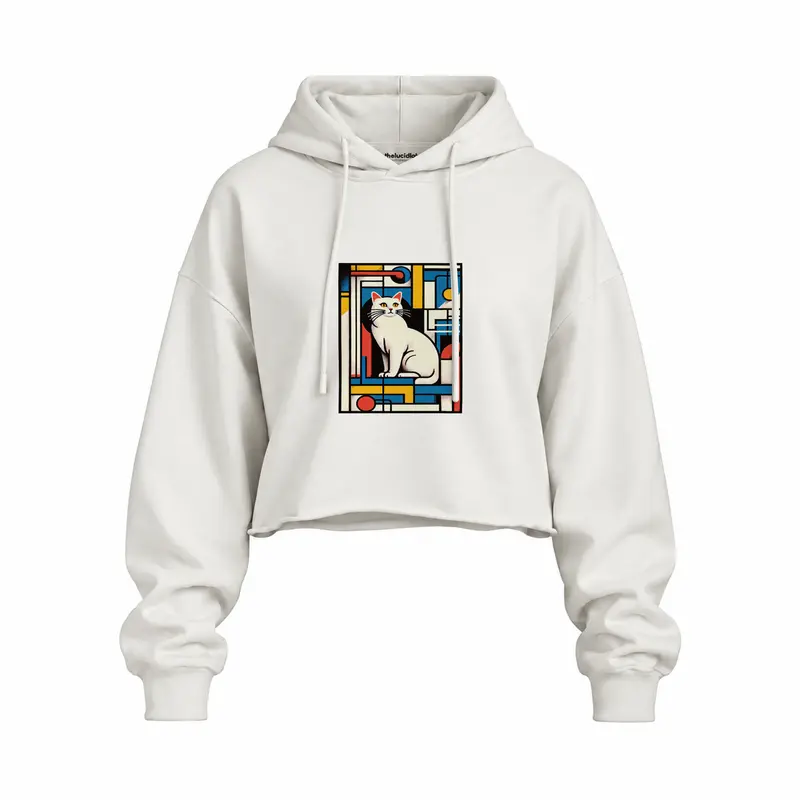 Bauhaus Cat Oversize Crop Hoodie