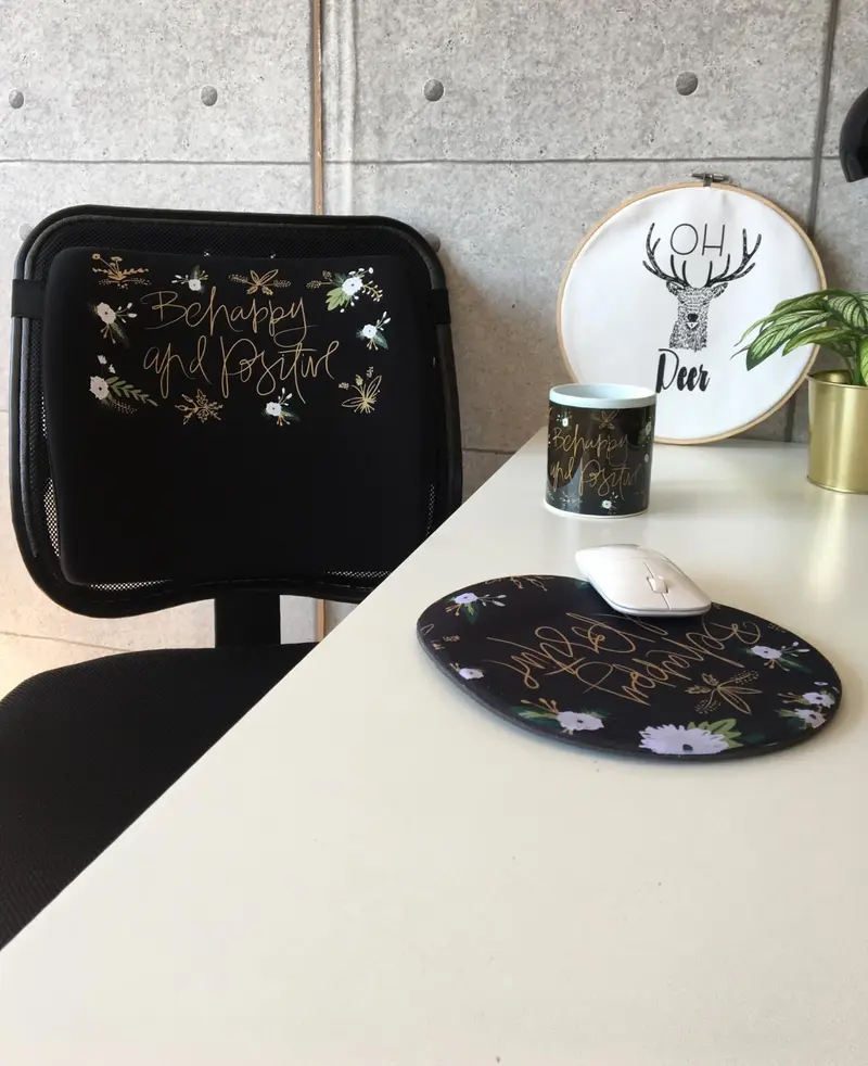 Be Happy Visco Bel Yastığı Mouse pad Kupa 3'lü Set