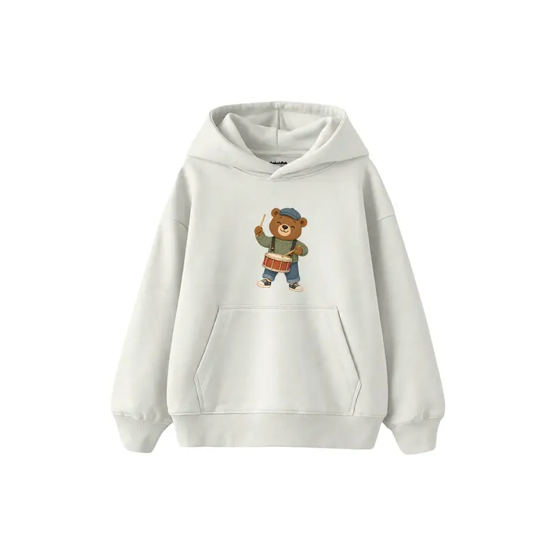 Bear Drumming on a Snare Drum Çocuk Hoodie