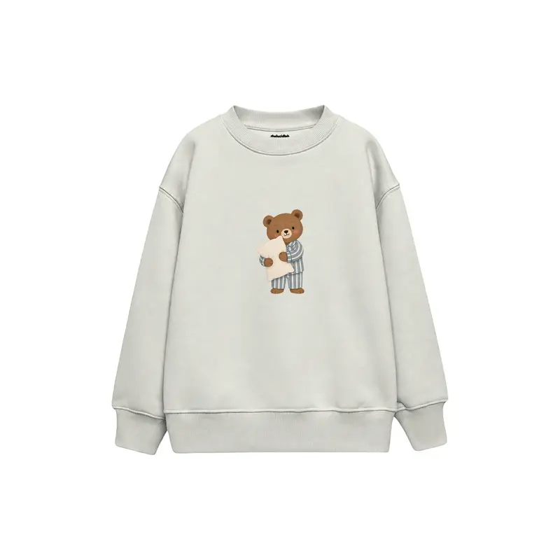 Bear in Striped Pajamas Holding a Pillow Çocuk Sweatshirt