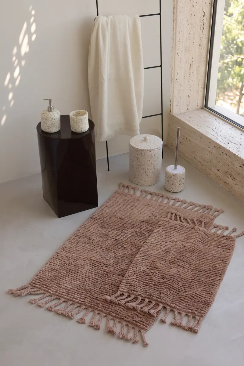 Belina 2'li Takım Bambu Banyo Paspası 40x60+60x90 Cm Karamel