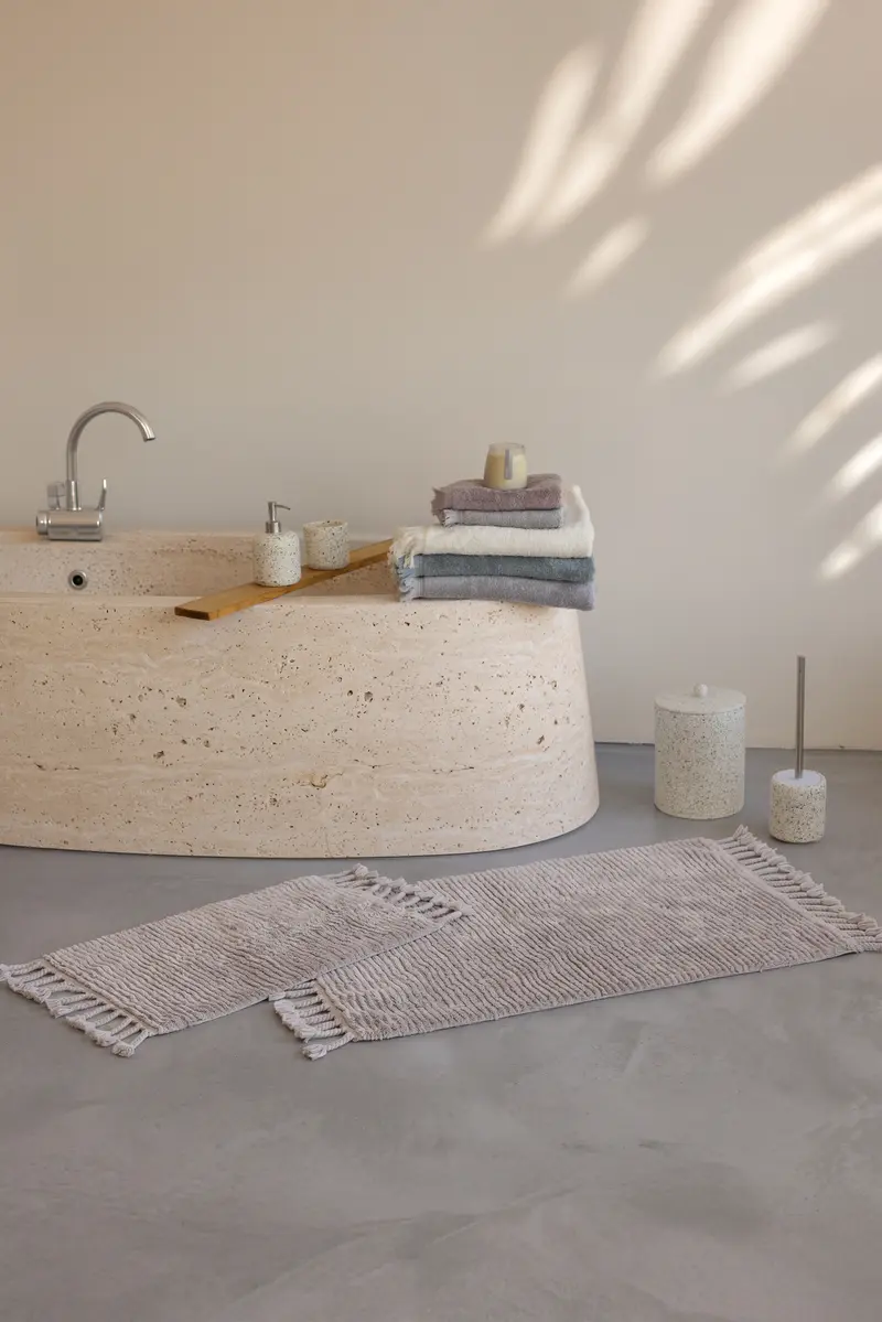Belina 2'li Takım Bambu Banyo Paspası 40x60+60x90 Cm Küllü Gri