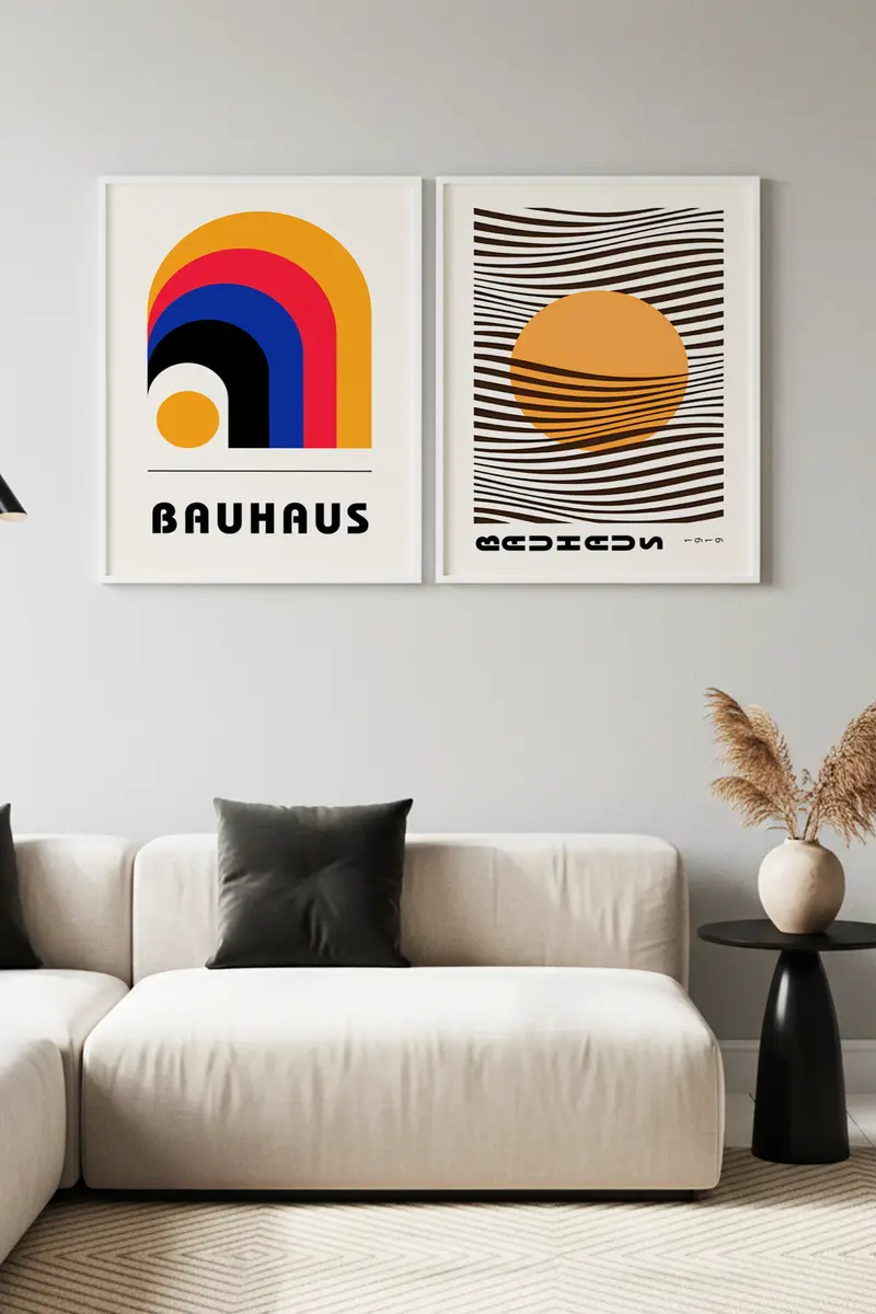 Beyaz Ahşap Çerçeveli 2’li Modern Tablo | Huhu246