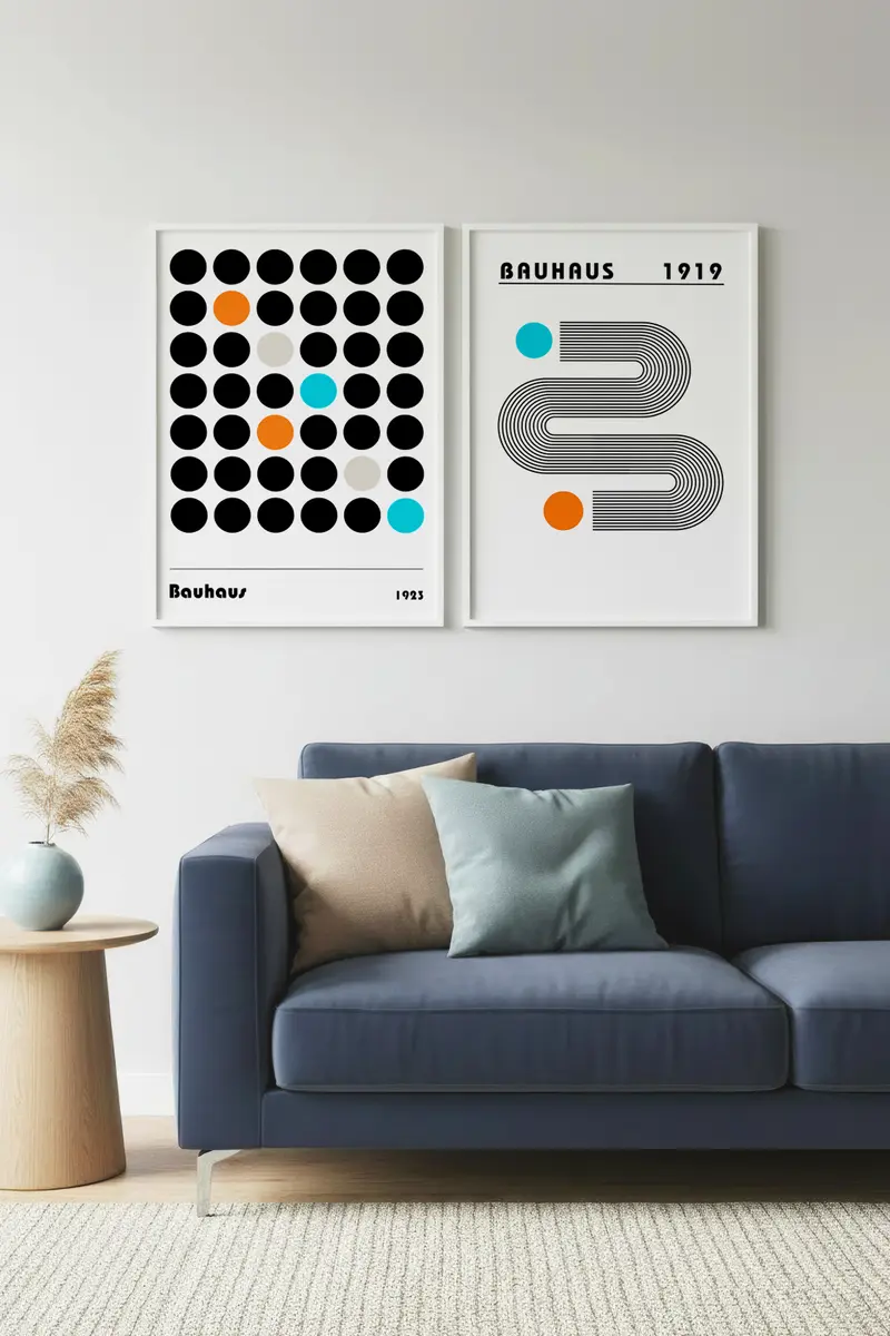 Beyaz Ahşap Çerçeveli 2’li Modern Tablo | Huhu248
