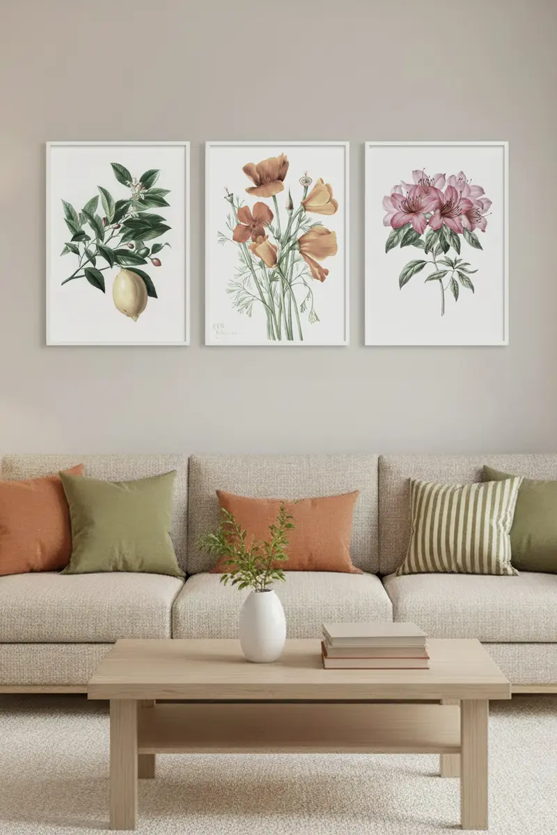 Beyaz Ahşap Çerçeveli 3’lü Modern Tablo | Huhu278