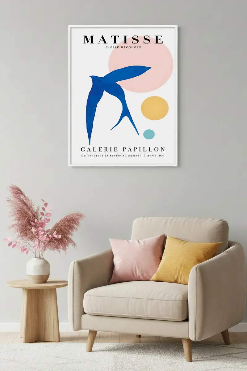 Beyaz Ahşap Çerçeveli Henri Matisse Tablosu | Huhu288