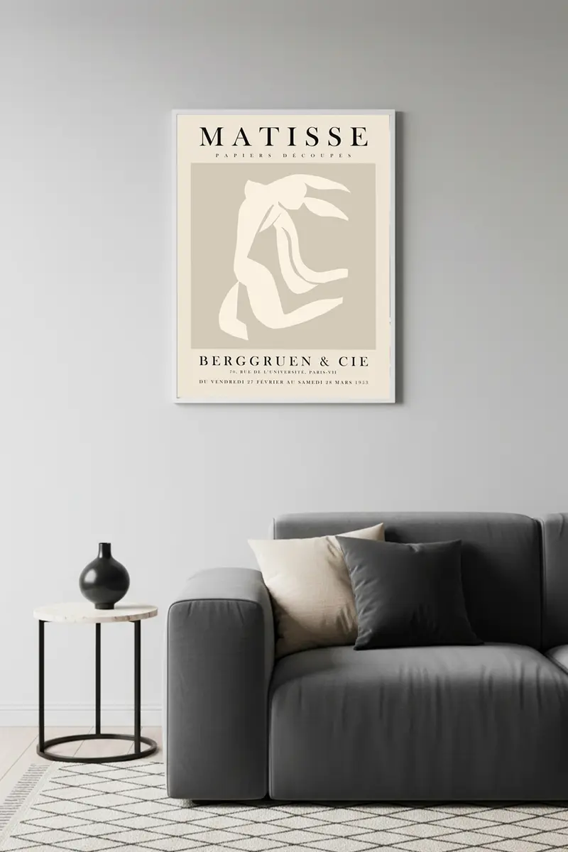 Beyaz Ahşap Çerçeveli Soyut Minimalist Tablo - Pastel Tonlar | Huhu1107